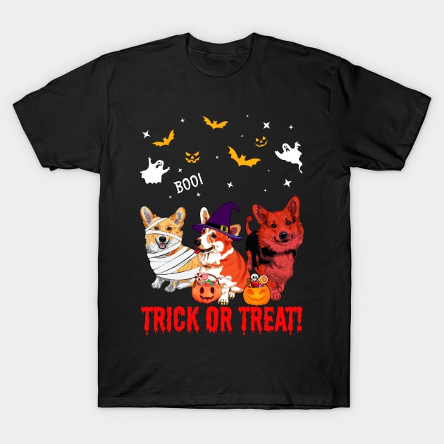 Trick Or Treat Corgi Dog Halloween Gift T-Shirt by Dianeursusla Clothes